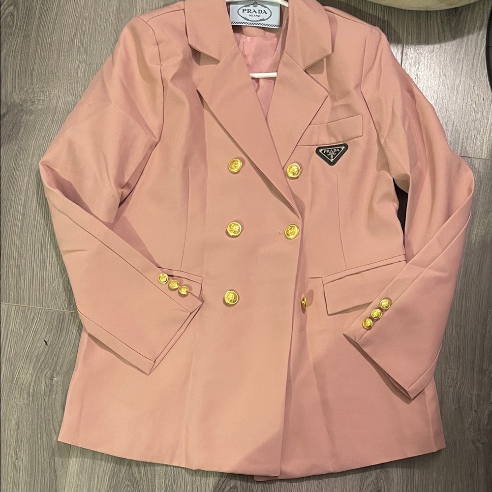 Blush Pink Blazer with Gold Buttons